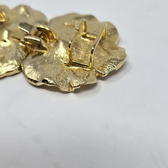 VINTAGE MIMI DI N TEXTURED GOLD TONE LEAF DOUBLE BELT BUCKLE - Picture 5 of 9